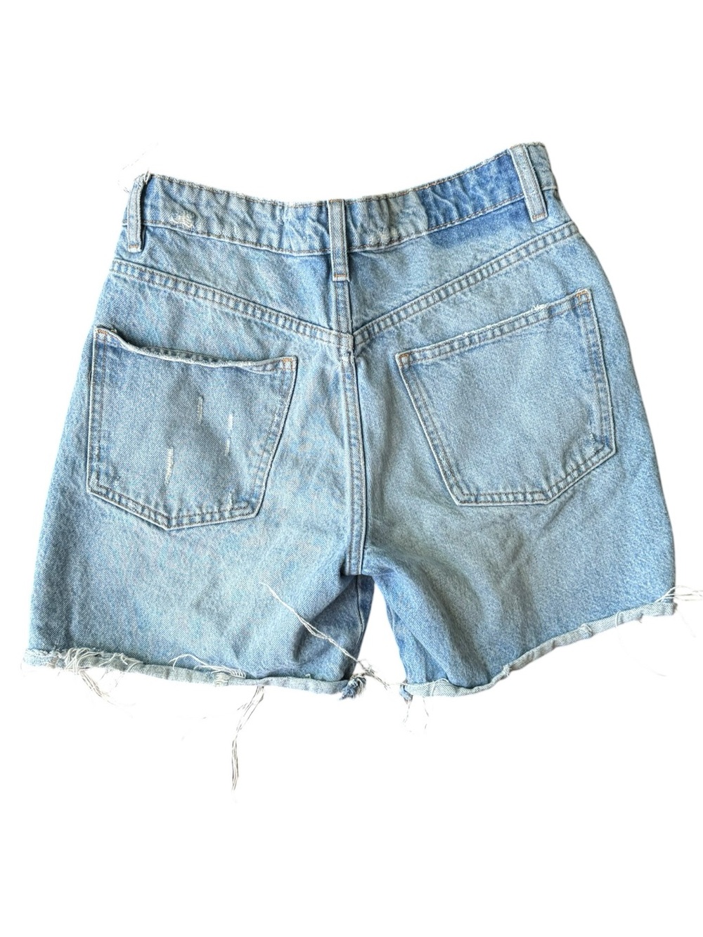 Zara Light Blue Distressed Denim Shorts Size 4 - Picture 2 of 7